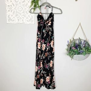 AFRM | Hewitt Floral Cutout Halter Midi Dress, XS